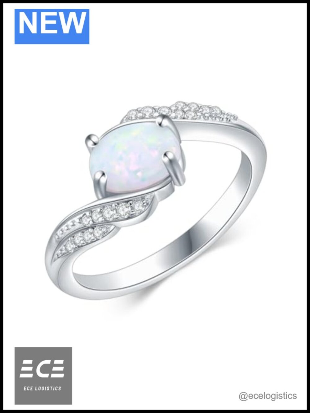 925 Sterling Silver Oval Opal Wing Statement Ring Women Size 5-9